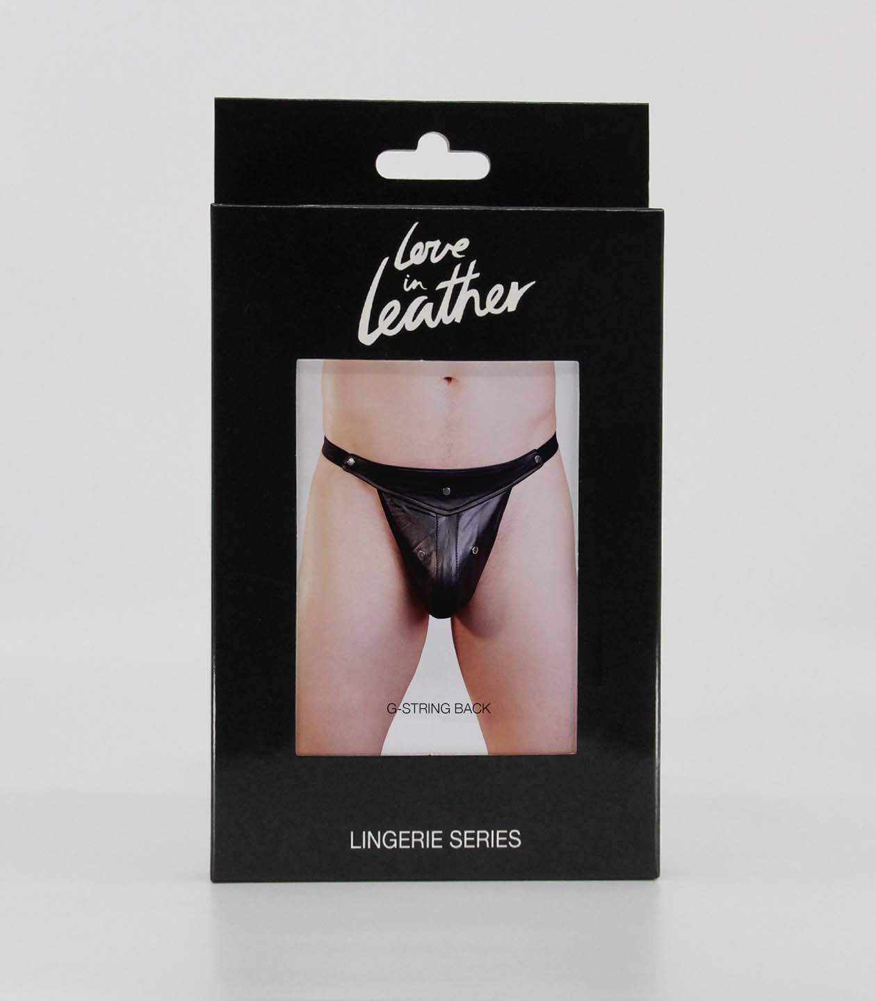 Love In Leather Mens Studded Wet Look G-String His Fetish