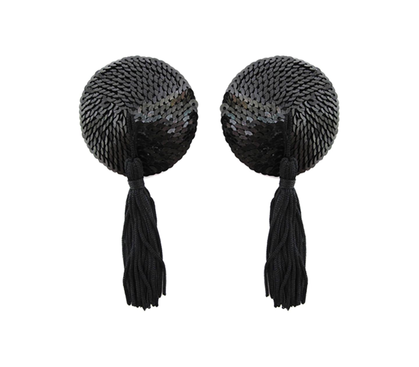 Love In Leather Round Sequin Nipple Tassels Black Breast and Nipple Toys