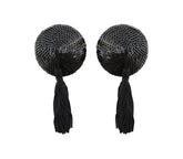 Love In Leather Round Sequin Nipple Tassels Black Breast and Nipple Toys