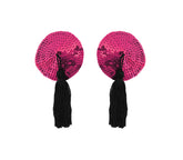 Love In Leather Round Sequen Sexy Nipple Tassels Hot Pink Breast and Nipple Toys