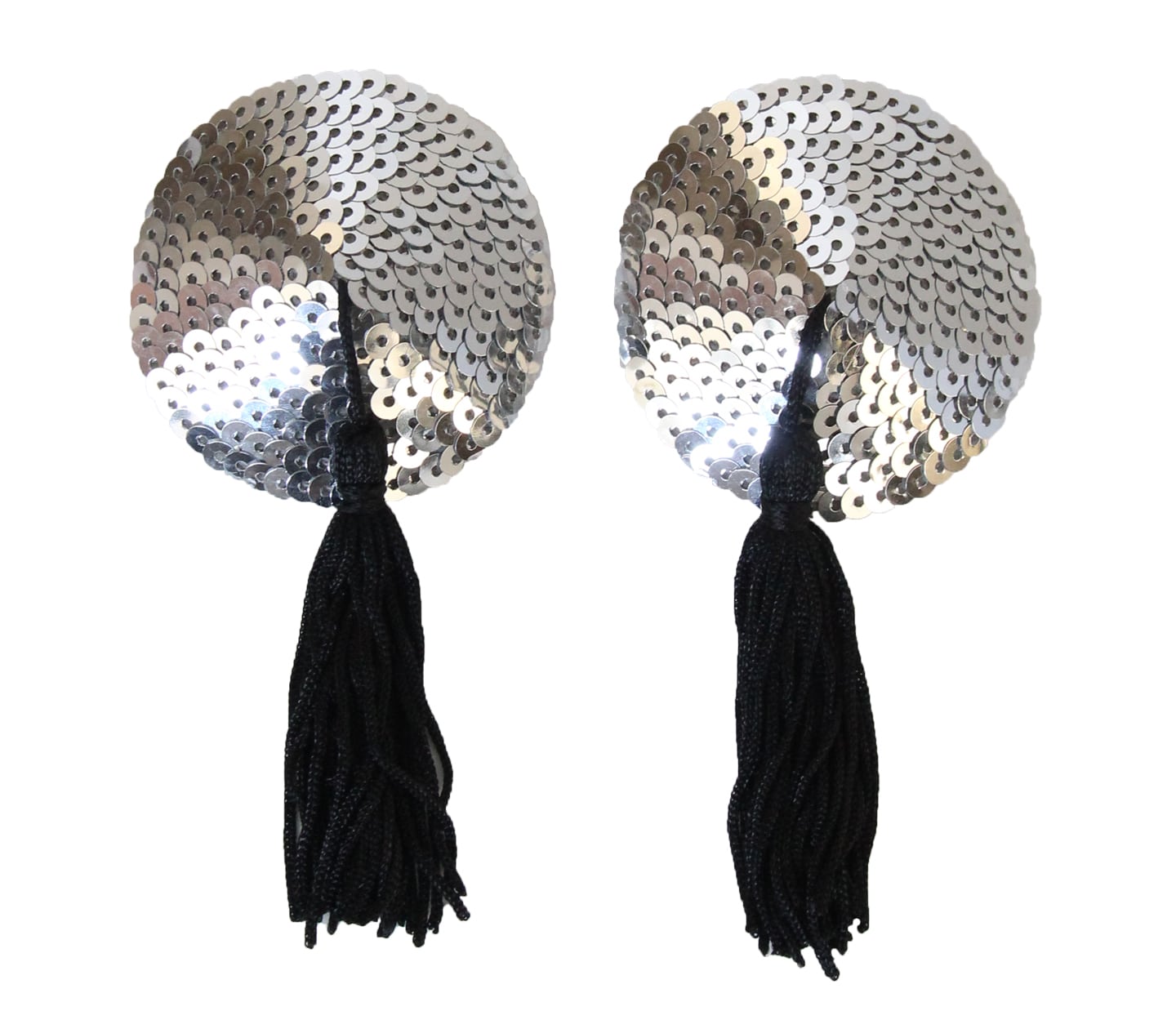 Love In Leather Round Sequen Sexy Nipple Tassels Silver Black Breast and Nipple Toys