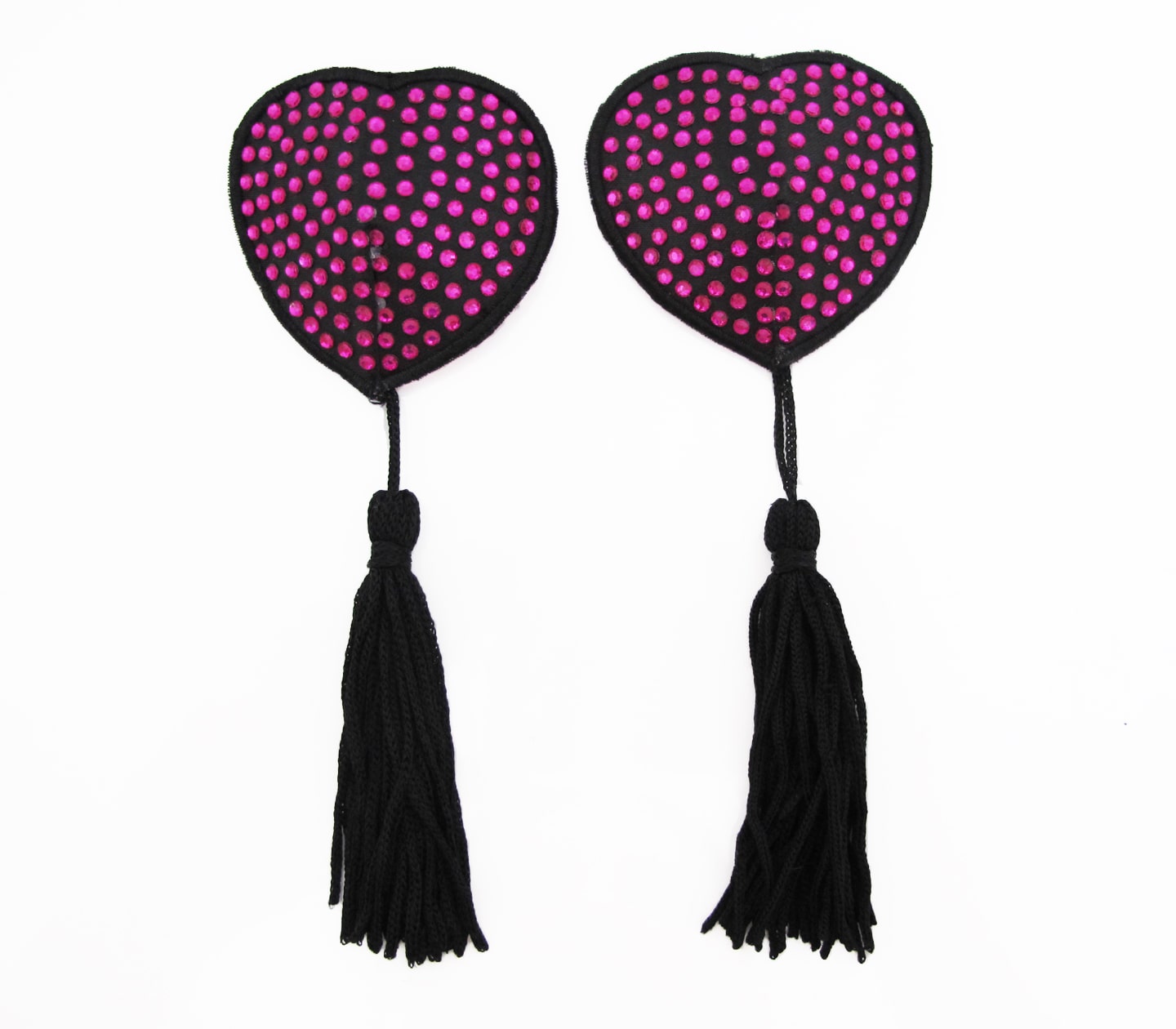 Love In Leather Heart Shape Rhienestone Nipple Tassels Hot Pink Breast and Nipple Toys
