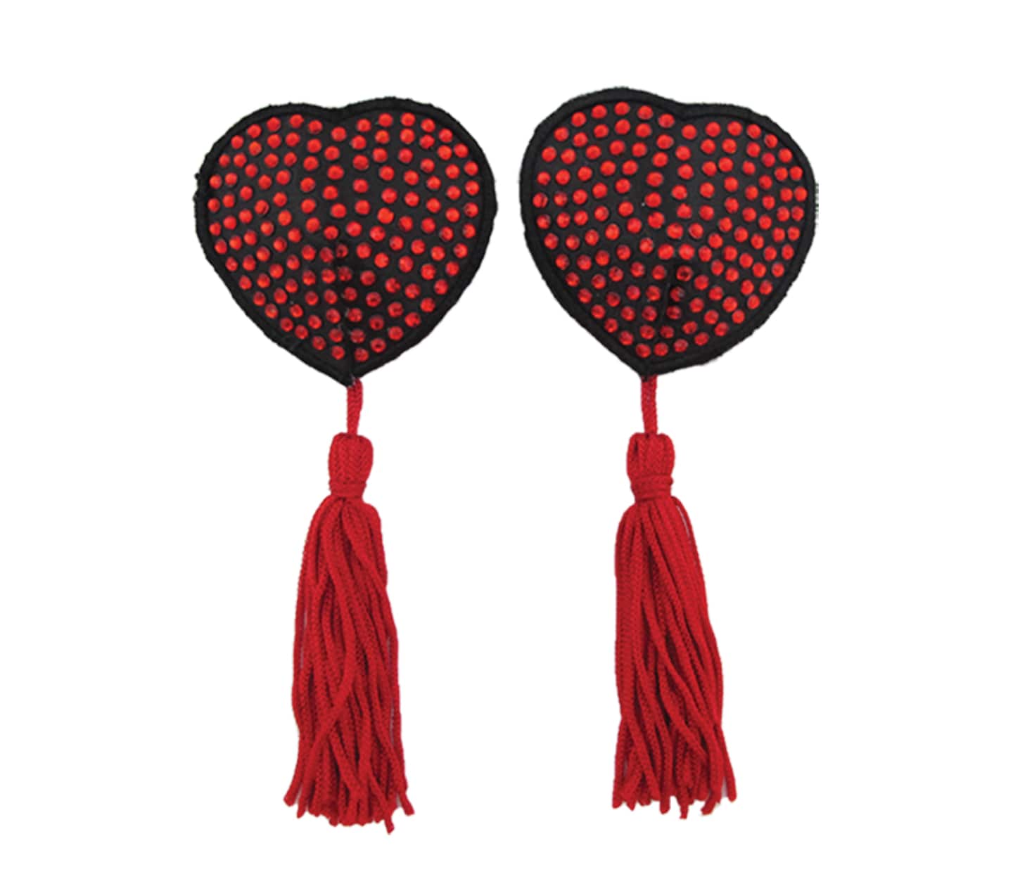Love In Leather Heart Shape Rhienestone Nipple Tassels Red Breast and Nipple Toys