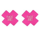 Love In Leather Fuck Me Satin Cross Nipple Pasties Pink Breast and Nipple Toys