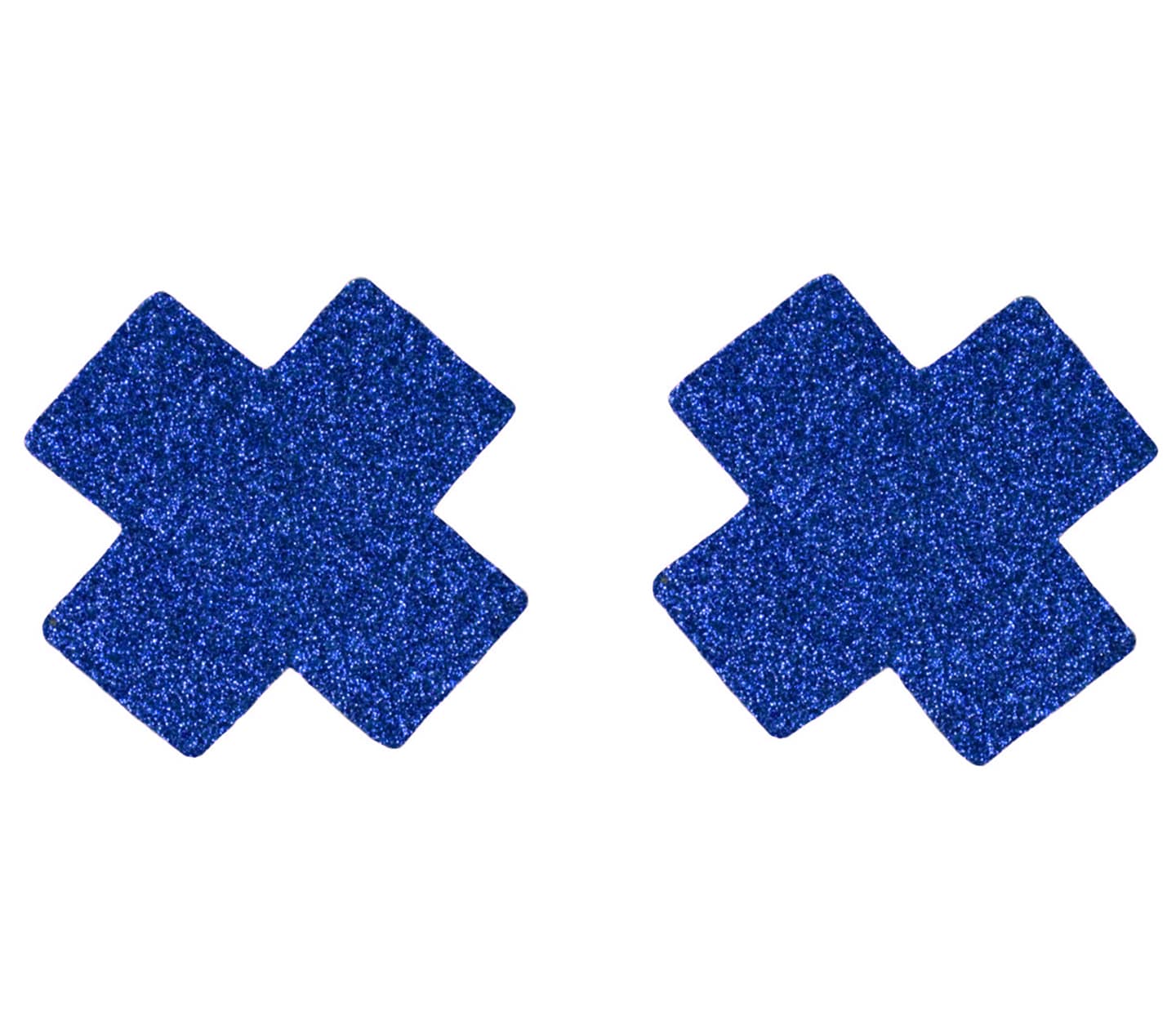 Love In Leather Satin Cross Womens Nipple Pasties Blue Glitter Breast and Nipple Toys