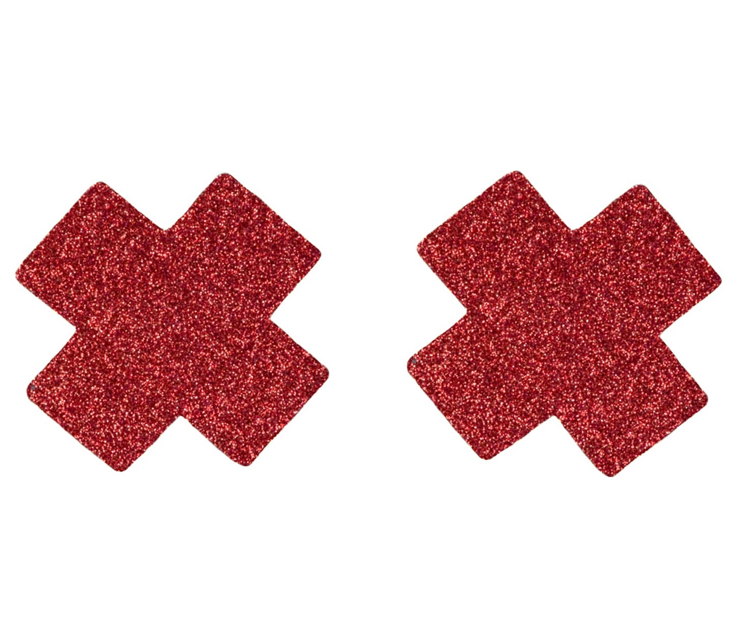 Love In Leather Satin Cross Womens Nipple Pasties Red Glitter Breast and Nipple Toys