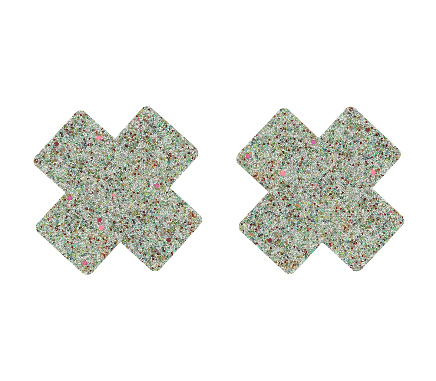 Love In Leather Satin Cross Womens Nipple Pasties Multi Glitter Breast and Nipple Toys