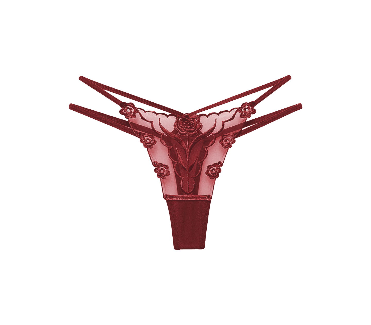 Love In Leather Womens Embroidered G-String Panties Wine Small G-Strings, Panties and Shorts
