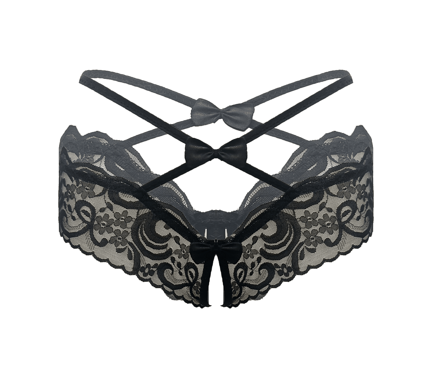 Love In Leather Womens Crotchless Panties OS Black G-Strings, Panties and Shorts