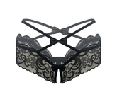 Love In Leather Womens Crotchless Panties OS Black G-Strings, Panties and Shorts