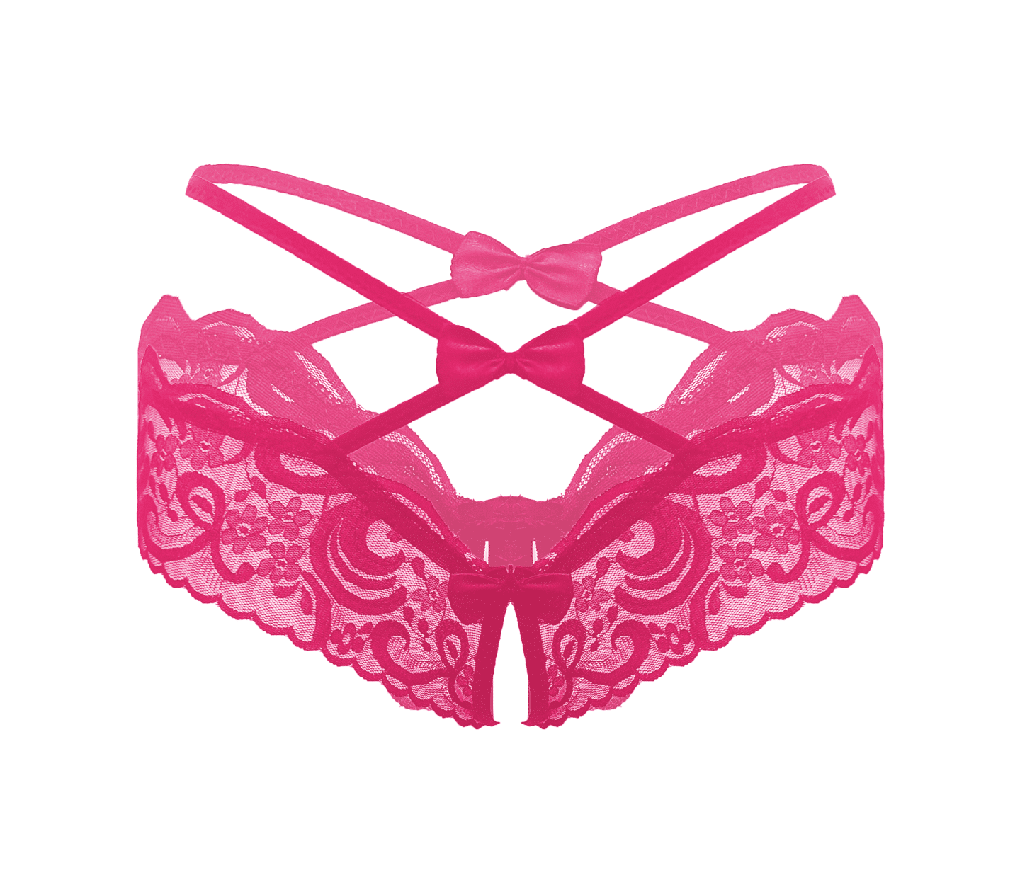 Love In Leather Womens Crotchless Panties OS Hot Pink G-Strings, Panties and Shorts