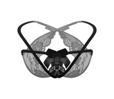 Love In Leather Crotchless Panties With Adjustable Slider OS Black G-Strings, Panties and Shorts