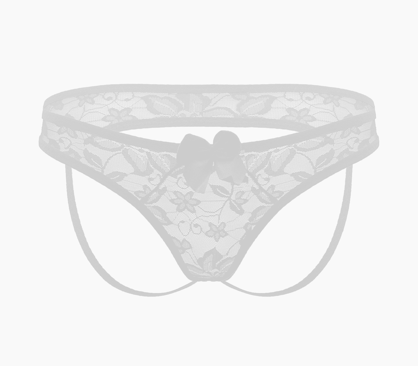Love In Leather Full Lace Womens Crotchless Panties OS White G-Strings, Panties and Shorts