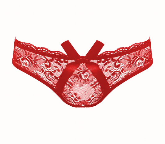 Love In Leather Sexy Womens Full Lace Crotchless Panties - G-Strings, Panties and Shorts