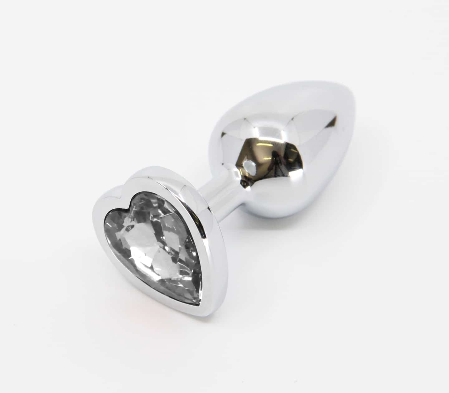 Love In Leather Metal Butt Plug With Heart Gem Large Clear Butt Plugs