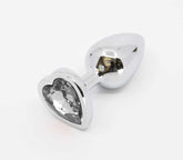 Love In Leather Metal Butt Plug With Heart Gem Large Clear Butt Plugs