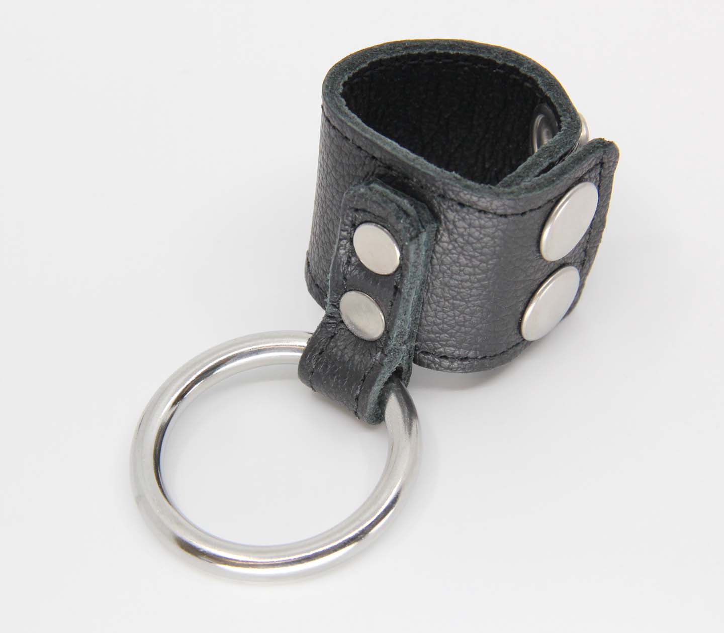 Love In Leather Steel Cock Ring With Ball Stretcher Default Title Cock Rings