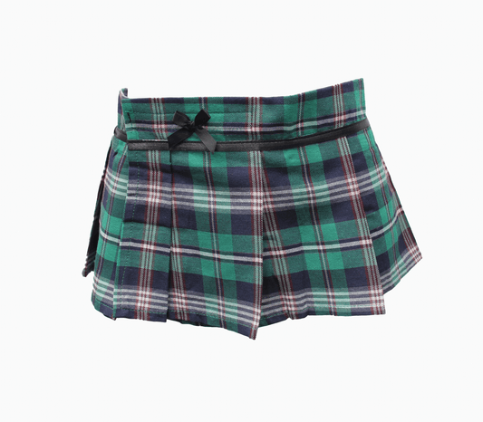 Love In Leather Tartan Wrap Sexy Skirt Green Small Skirts And Club Wear