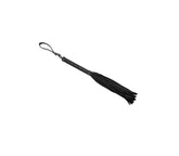 Love In Leather BDSM Flogger with Latex Detail Handle Black Whips And Crops