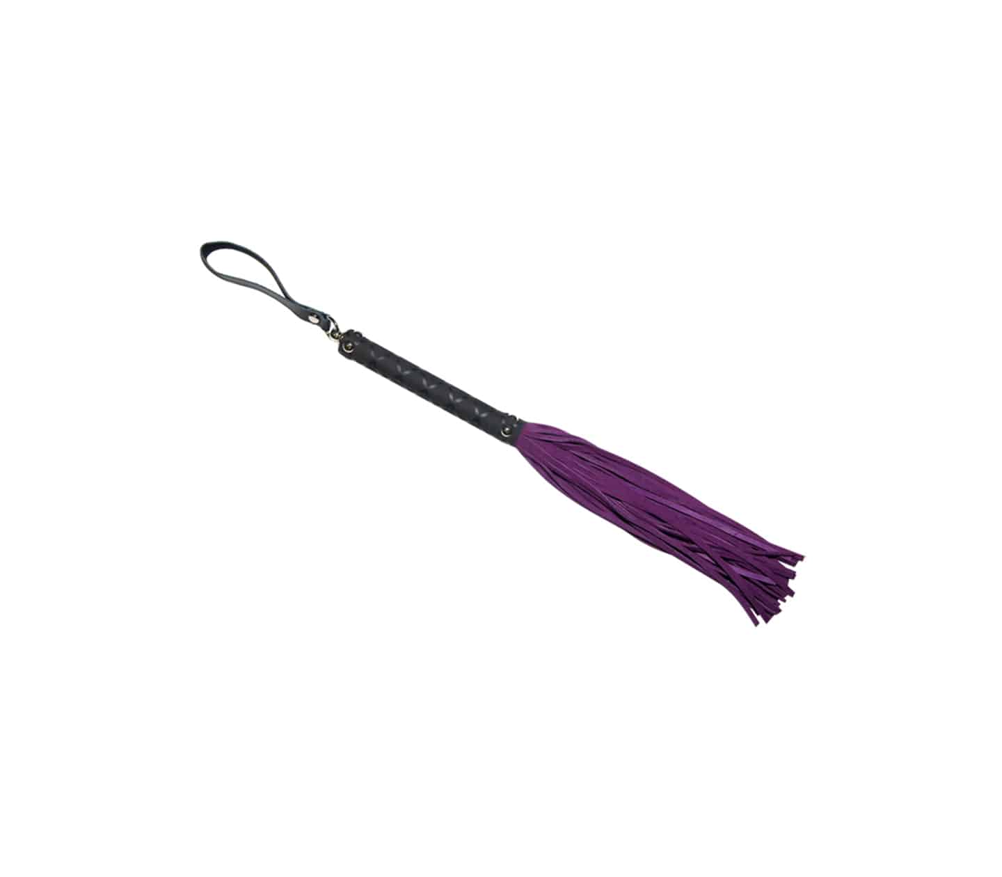 Love In Leather BDSM Flogger with Latex Detail Handle Purple Whips And Crops