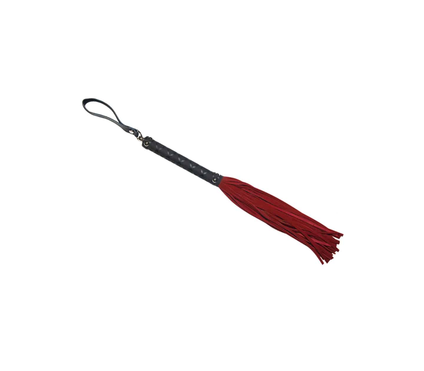 Love In Leather BDSM Flogger with Latex Detail Handle Red Whips And Crops