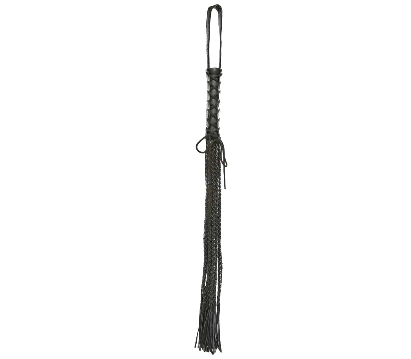 Love In Leather Long Flogger With Corseted Handle Black Whips And Crops