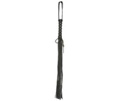 Love In Leather Long Flogger With Corseted Handle Black Whips And Crops