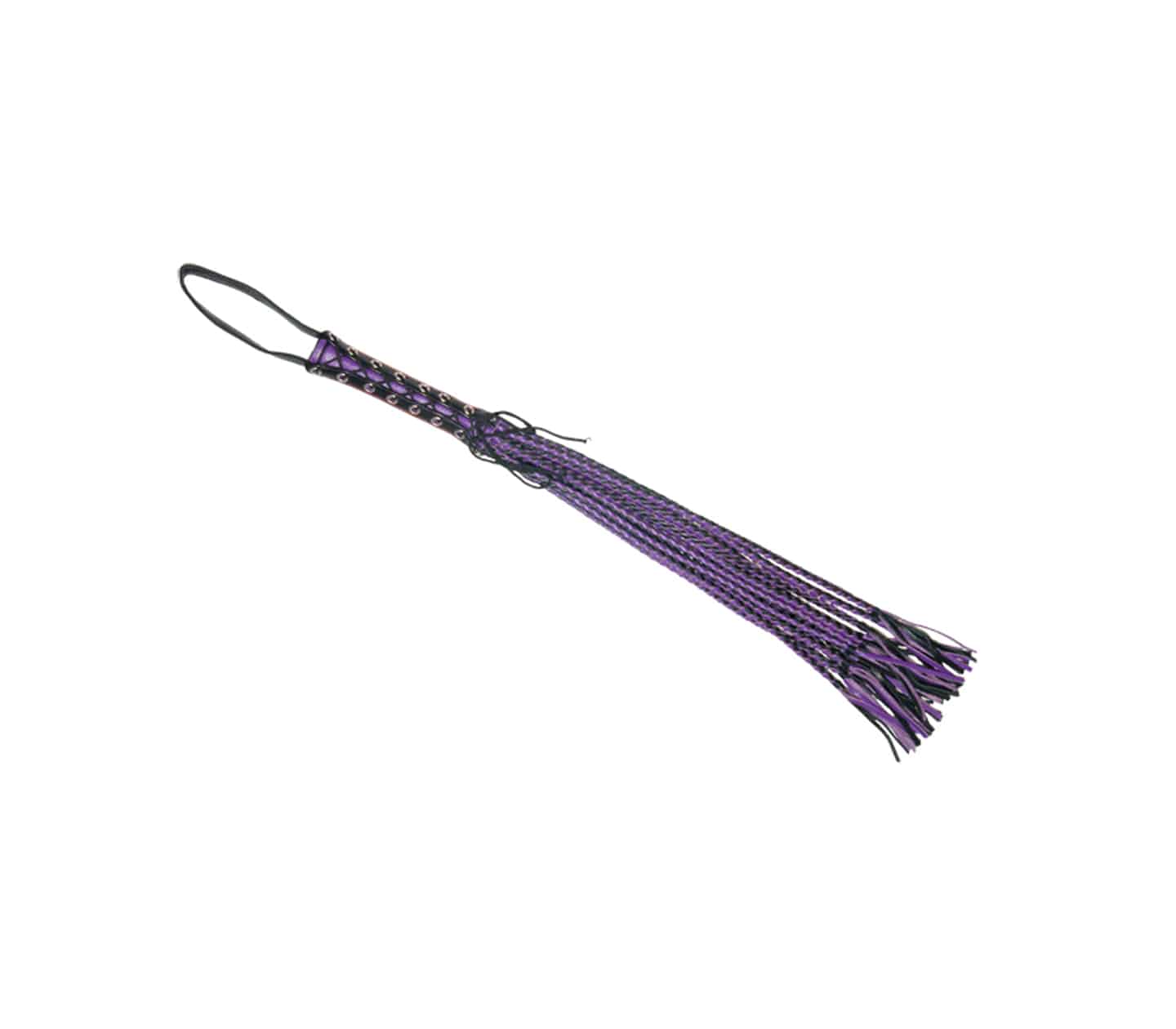 Love In Leather Long Flogger With Corseted Handle Purple Whips And Crops
