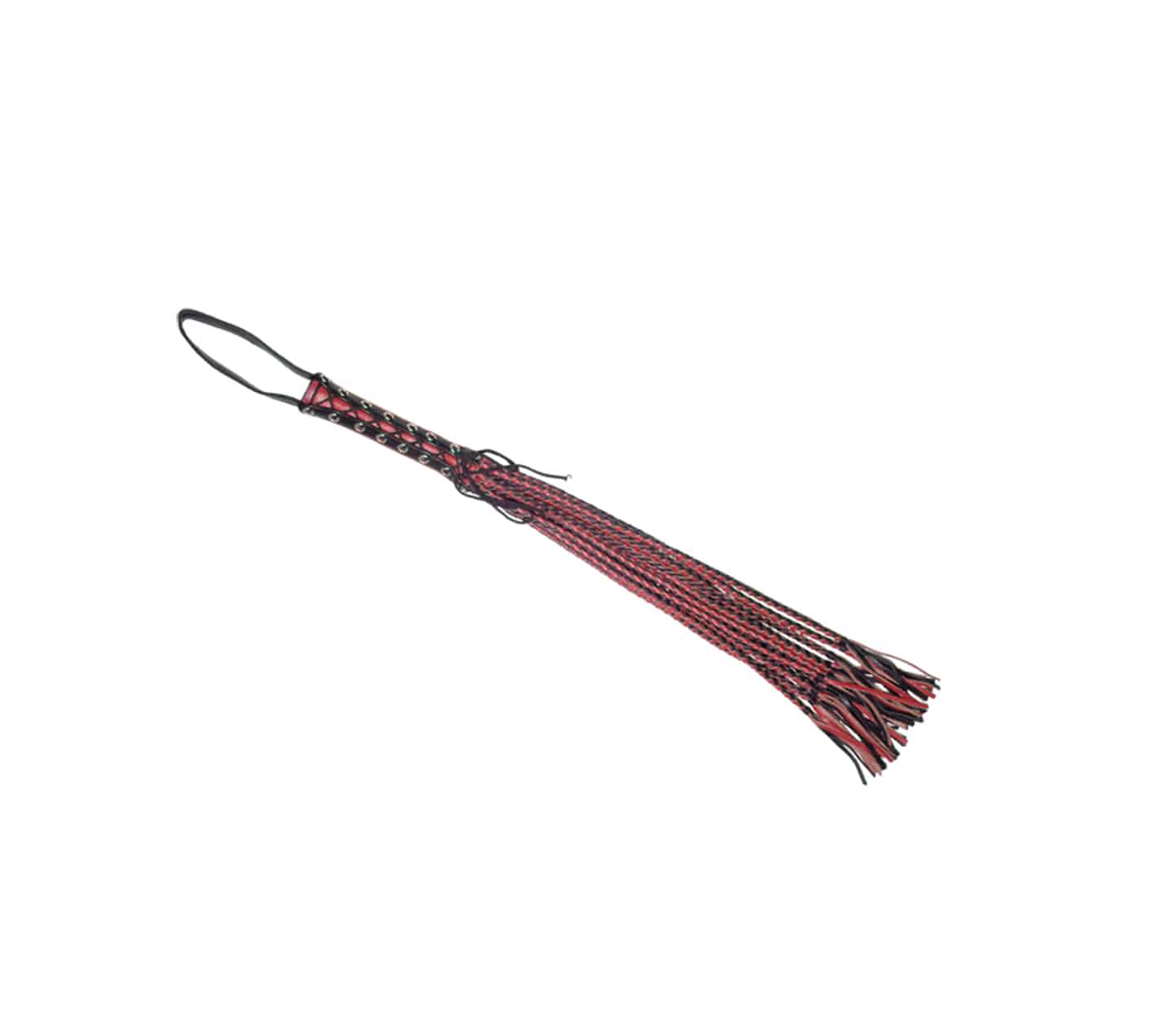 Love In Leather Long Flogger With Corseted Handle Red Whips And Crops