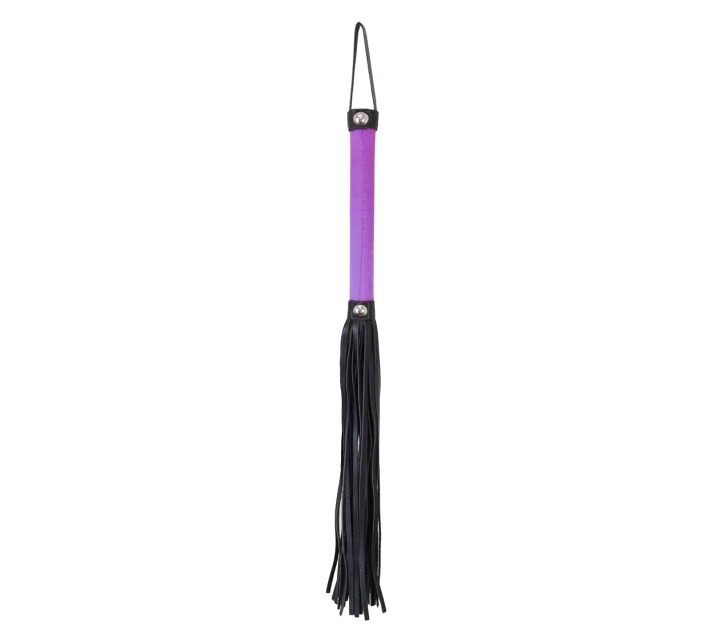 Love In Leather Satin Handle Flogger With Leather Tails Purple Whips And Crops