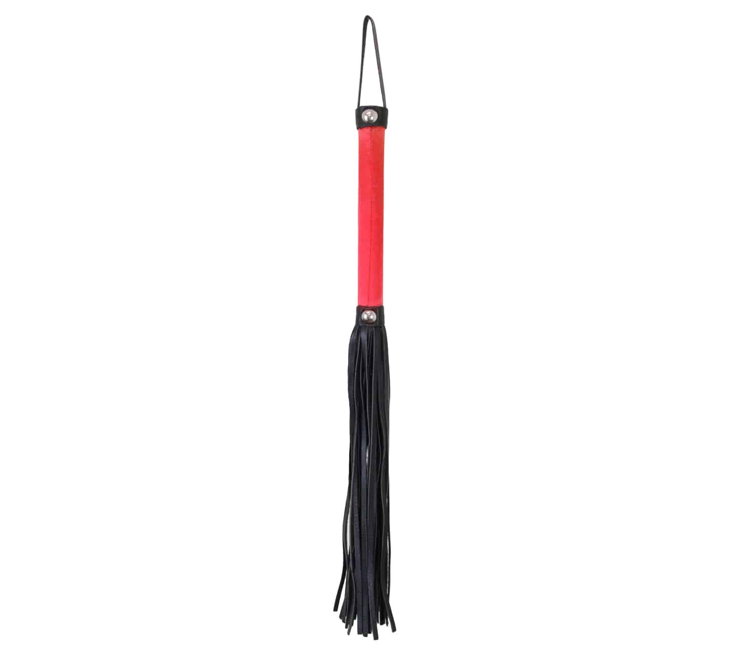 Love In Leather Satin Handle Flogger With Leather Tails Red Whips And Crops