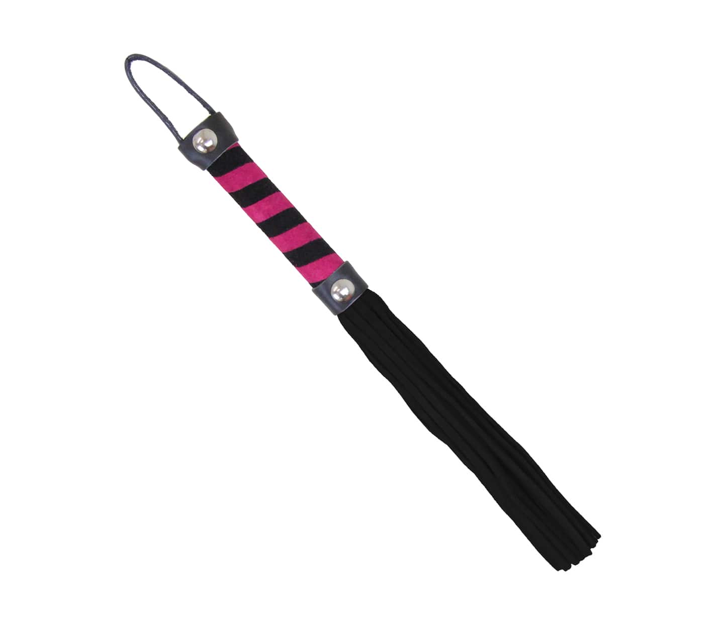 Love In Leather Candy Striped Willy Bondage Whip Black Pink Whips And Crops