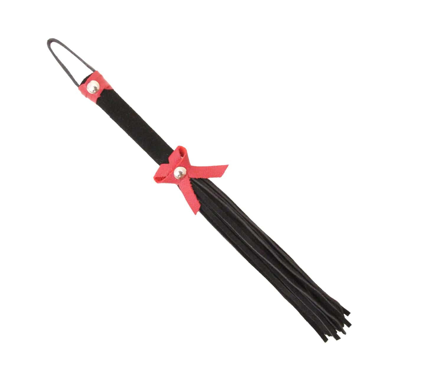 Love In Leather Suede BDSM Willy Whip With Bow Detail Black Whips And Crops