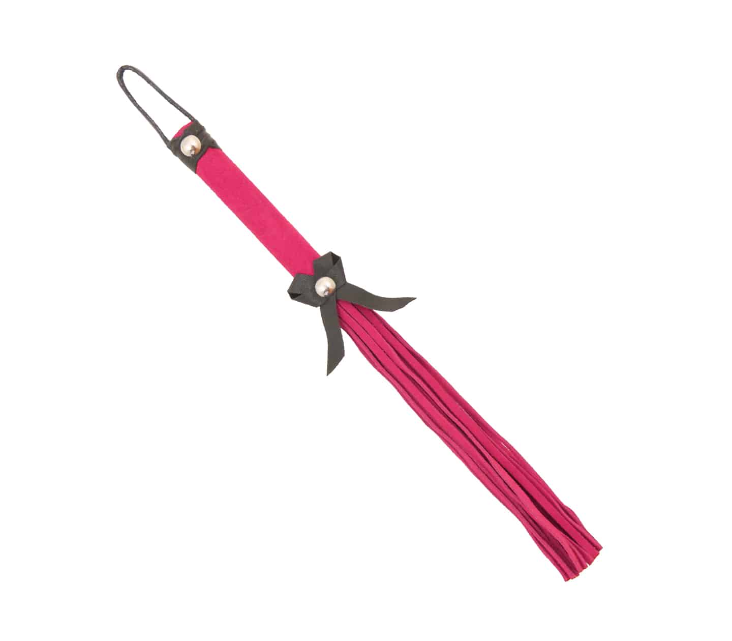 Love In Leather Suede BDSM Willy Whip With Bow Detail Pink Whips And Crops