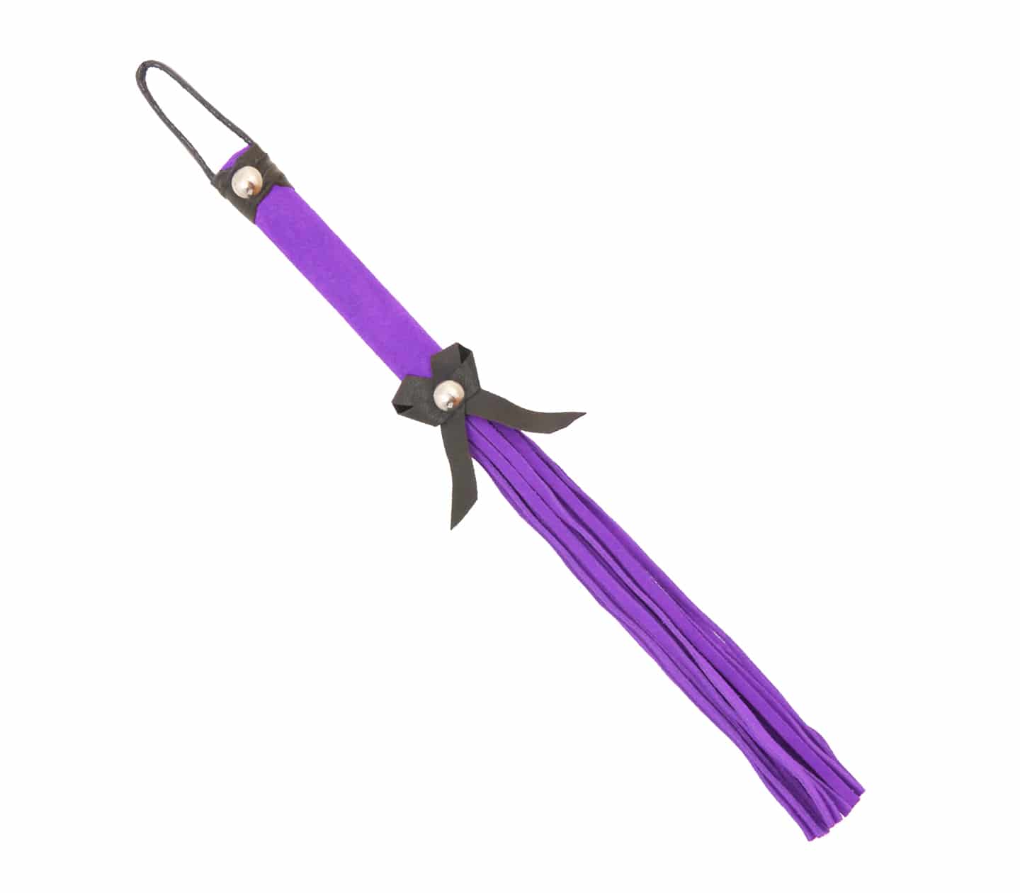 Love In Leather Suede BDSM Willy Whip With Bow Detail Purple Whips And Crops