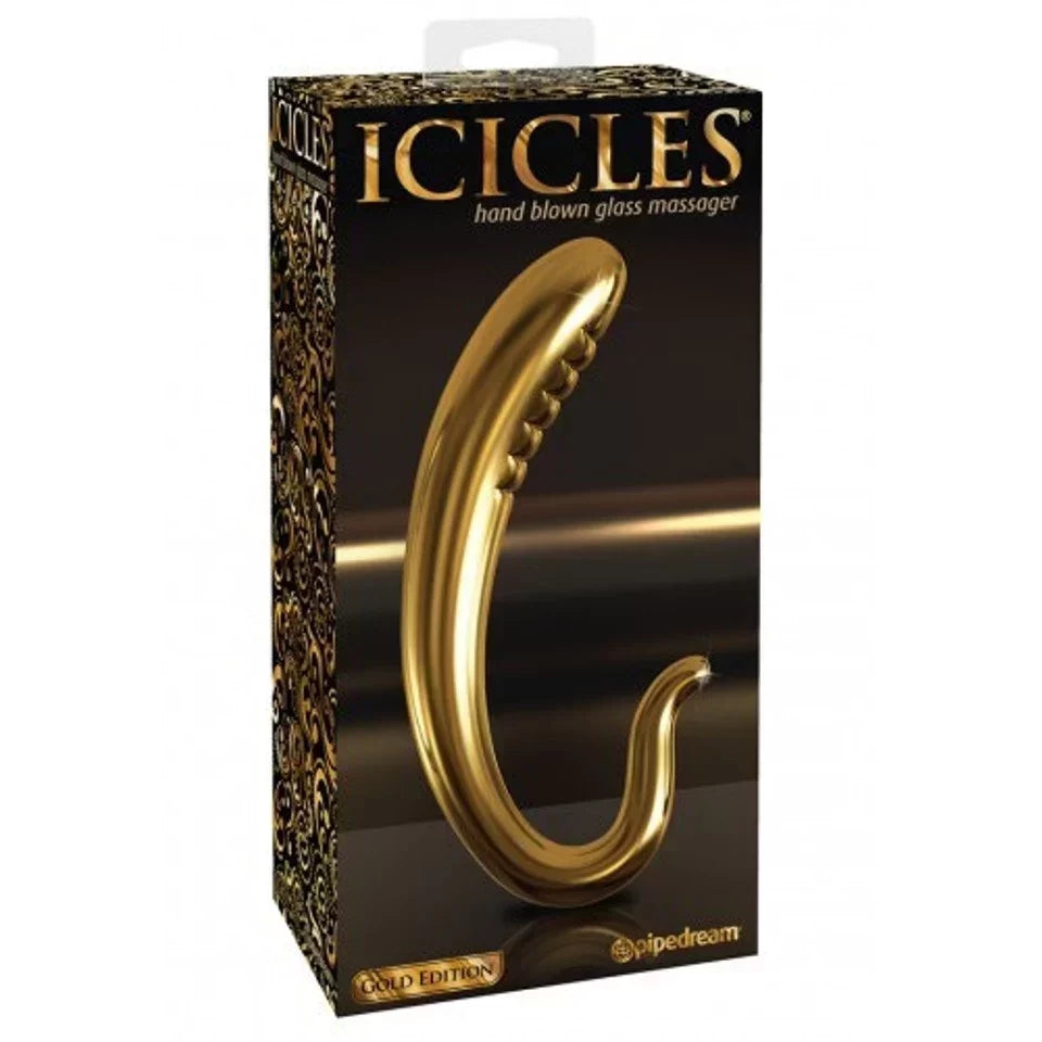 Pipedream Icicles Gold Edition G03 Glass Prostate Vibrator Glass Sex Toys