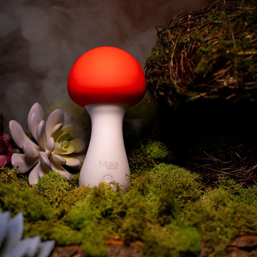Maia SHROOMIE USB Rechargeable Mushroom Shaped Body Wand Vibrator Red/White Body Wands