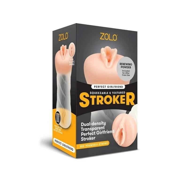 ZOLO Perfect Girlfriend - Transparent, Dual-Density Stroker for Delightful Solo Pleasure Masturbators and Strokers