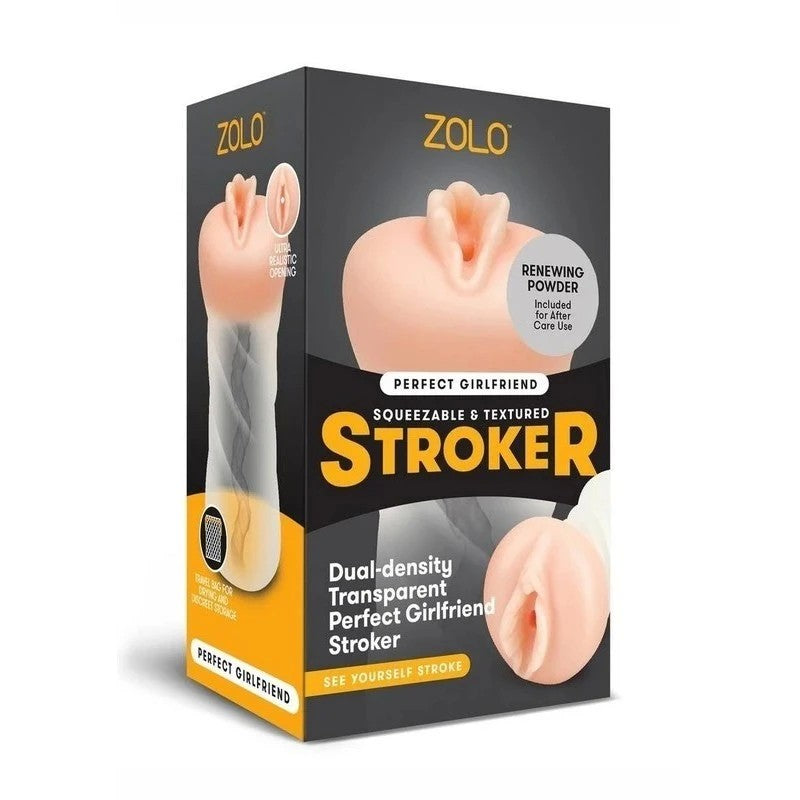 ZOLO Perfect Girlfriend - Transparent, Dual-Density Stroker for Delightful Solo Pleasure Masturbators and Strokers
