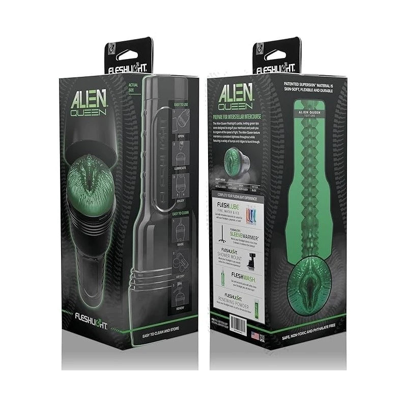 Fleshlight Freaks Alien Queen Green Metallic Mens Masturbator Realistic Butts And Vaginas