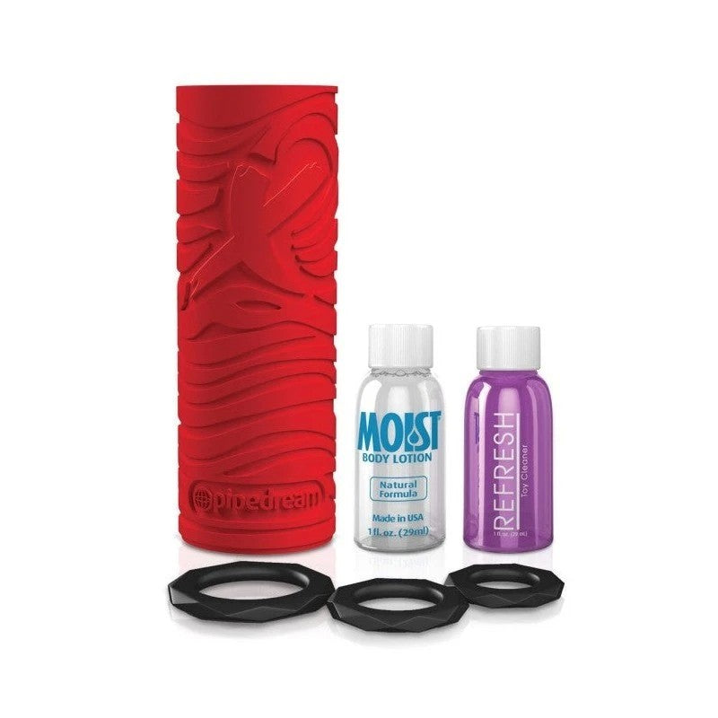 PDX Elite EZ Grip Squeezable Male Stroker Red Masturbators and Strokers