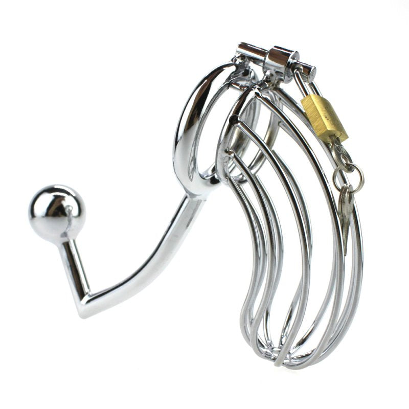 Hell's Couture The Bird Cage Male Chastity Device With Anal Intruder Male Chastity