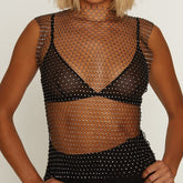 Muse Diamante Studded Mesh Net Top Her Fetish