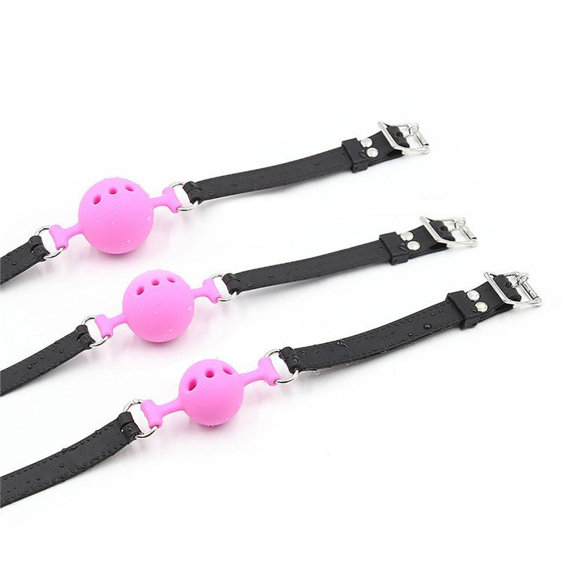 Full Silicone Breathable Ball Gag - Black Bondage Gags and Bits
