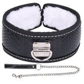 Colorful BDSM Collar With Lead Black White Steel Sex Toys