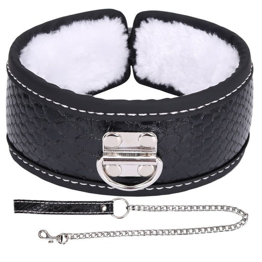 Colorful BDSM Collar With Lead - Steel Sex Toys
