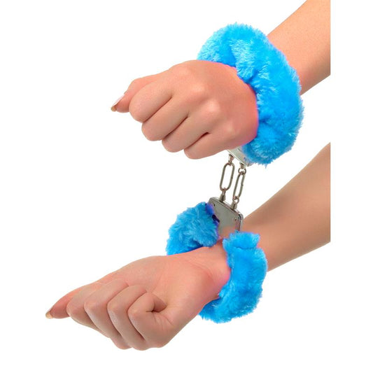 Pipedream Neon Furry BDSM Play Cuffs Blue Cuffs and Restraints