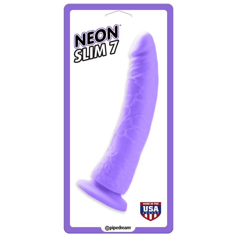 Pipedream Neon Slim 7 Tapered Tip Realistic Dildo Remote Control Vibrators