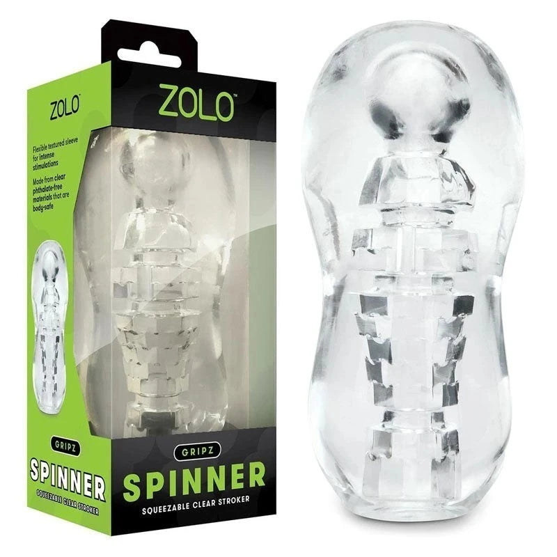 Zolo Gripz Spinner Squeezable Adjustable Male Stroker Clear Masturbators and Strokers