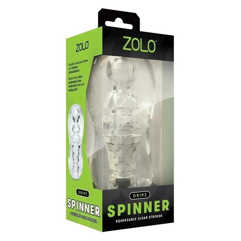 Zolo Gripz Spinner Squeezable Adjustable Male Stroker Clear Masturbators and Strokers